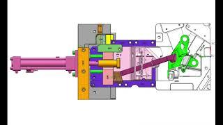 Mold action simulation slider with a decline lifter