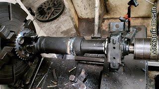 How to cut and align the propeller shaft with a lathe