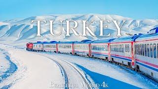 Turkey 4K - Journey on the Scenic Winter Train Through Snowy Landscapes - Calming Piano Music