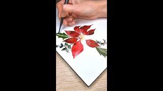 Easy Watercolor Poinsettia for Christmas