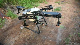 We used an agricultural drone to spray the scotch bonnet peppers.