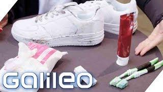 Weiße Sneaker putzen mit Hausmitteln! So klappt's am besten! | Galileo | ProSieben