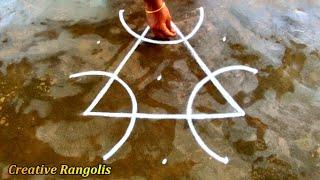 Chithirai 1 vilakku kolam| Tamil new year easy kolam| deepam muggulu| 5*3 dots Beginner diya rangoli