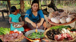 Cooking snail soup with pork so tasty. Fry beef with egg recipe. Deep fry squid with egg for dinner