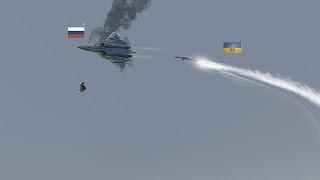 Scary moment! A Russian Su-57 stealth fighter was shot down by a long-range anti-aircraft missile.