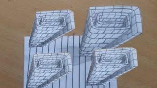 How to draw cubic bricks wall on line papers. #bricks_wall.