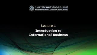 ELT326 - Lecture 1: Introduction to International Business