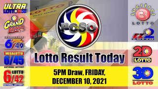 Swertres|3D and EZ2|2D Lotto 5PM Draw, Friday, December 10, 2021