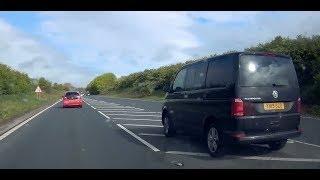 Idiot VW Transporter T32 H-Ln Tdi van driver YX19SZO nearly has a head on collision. A1079.