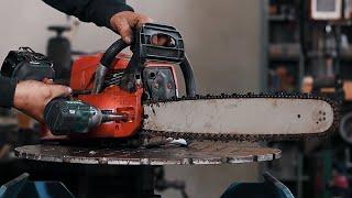 Chain saw to concrete groove cutter