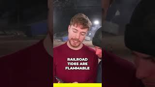 Mind Blowing Experiment  Are Railroad Ties Flammable  #mrbeast #mrbeastshorts #mrbeastchallenge