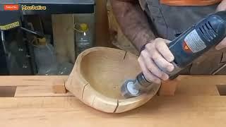 making a handmade wooden bowl. اموزش و ساخت کاسه چوبی دست ساز راحت و اسان یک تزئینی زیبا بسازید