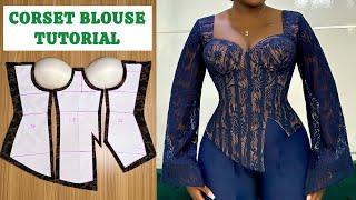 CORSET WITH BRA CUPS (cutting and sewing) / Easy tutorial for beginners