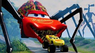 Epic Escape From Monster McQueen Eater, Megahorn, Lightning McQueen Eater Giant Bot|BeamNG.Drive