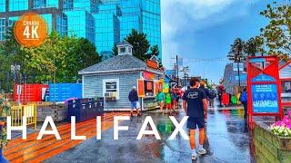 Rainy Day in Halifax Canada  | Downtown | 4K Harbour Walk | Summer 2024