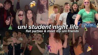 University student night life || come with me to flat parties and meet my uni friends!!