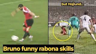 Moment Bruno Fernandes tried a rabona finish but his attempt was saved by the Hong Kong goalkeeper