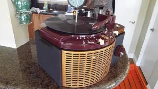 Zenith Cobra-Matic simi-automatic record changer playing a 78 RPM record