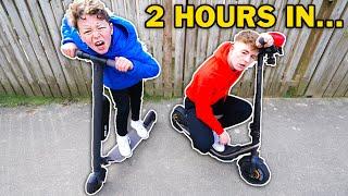 LAST TO STOP RIDING ELECTRIC SCOOTER WINS!! - Challenge