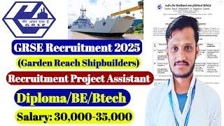 Shipyard Company Jobs | GRSE Recruitment 2025 | Diploma/Degree | Govt jobs | Salary -30,000 | Jobs