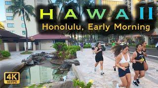 4K】Honolulu, Waikiki Downtown | Hawaii |Morning Sunrise |  #hawaii  #waikiki  #downtown #walkingtour