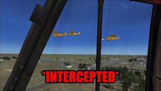 Heli Intercepts Piper Cub Formation In FSX (Multiplayer)