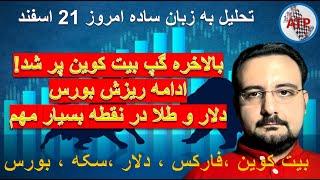 تحلیل به زبان ساده : بیت کوین ، فارکس ، دلار ،بورس تهران ، بورس جهانی ، سکه ، طلا 18 امروز 21 اسفند