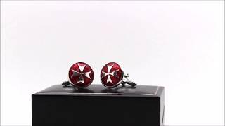 Maltese Cross Cufflinks - Item Code: MX02CUFFbRED