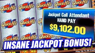 INSANE QUICK HIT BONUS YOU WON'T BELIEVE YOUR EYES  HIGH LIMIT SLOT MACHINE PLAY  HANDPAY