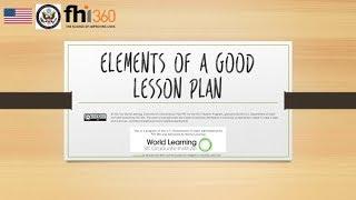 Elements of a Good Lesson Plan