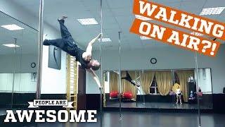 Walking on air! Amazing anti-gravity pole stepping!