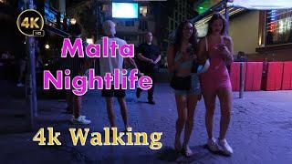 Malta Nightlife & Club | Party Scenes in the city 2023 4K walk