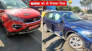 TATA VS BMW  UNBELIEVABLE ACCIDENT OF NEXON BS6 & X1  SEE RESULTS