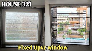 Fixing of UPVC fixed window double height hall