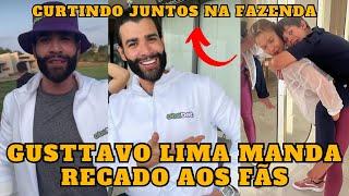 Gusttavo Lima dá recado aos fãs e aparece brincando com Andressa Suita e os filhos na fazenda