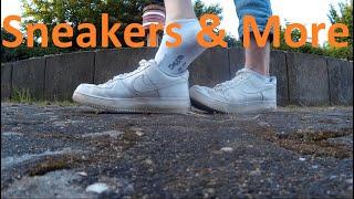 White Nike Air Force 1 shoes and White Kappa socks