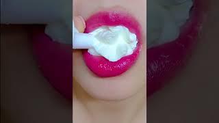 asmr WHIPPING CREAM RASPBERRY eating sounds