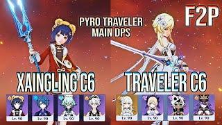 F2P Xiangling C6 National & Traveler C6 Main DPS Spiral Abyss Floor 12 Genshin Impact