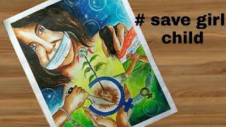 "Don't kill me Maa"- save girl child painting with easy steps..