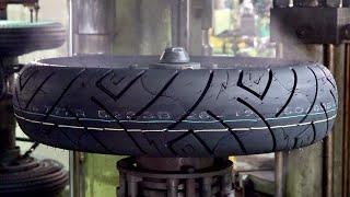Process of Making Motorcycle Tires. Korean Tire Factory