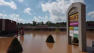 Morganton flooded along US 70, with Hurricane Helene remnants