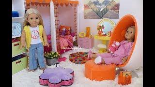 American Girl Doll Julie's Bedroom, Routine, Doll and Outfits!