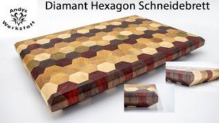 Wie geht das? Diamant Hexagon Schneidebrett aus 6 Holzsorten