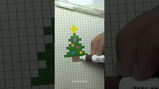 Christmas Tree Pixel Art Drawing  #shorts #art