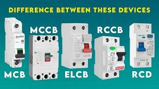 Difference between MCB, MCCB, ELCB, RCCB, RCBO, RCD and MPCB || Electrical Protection Devices