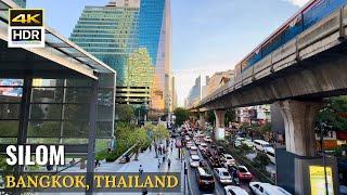 [BANGKOK] Evening Walk In Downtown Silom Road "Bangkok's Business District" | Thailand [4K HDR]