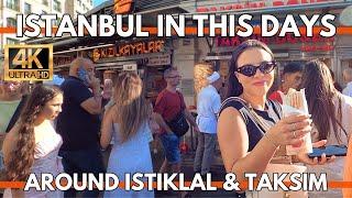 ISTANBUL TURKEY TOURISTIC PLACES IN THIS DAYS TAKSIM SQUARE,ISTIKLAL STREET 4K WALKING TOUR 2024