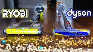 $300 Ryobi Cordless Stick Vac vs $750 Dyson V15 Detect