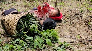 Single mother and daughter went to pick vegetables on a high rock and had an accident