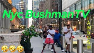 1 bush vs 4 dudes. Bushman prank reactions!!